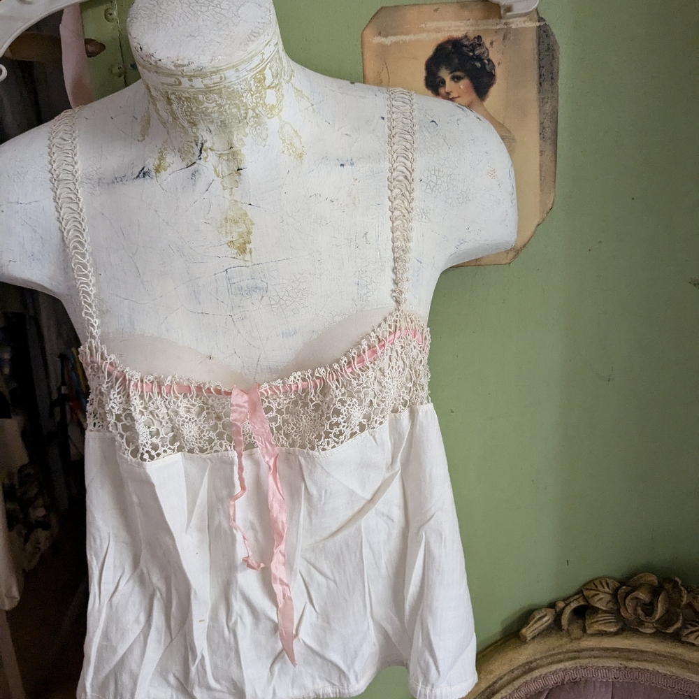 SOLD Antique Edwardian Hand Tatted Camisole Top Corset Cover